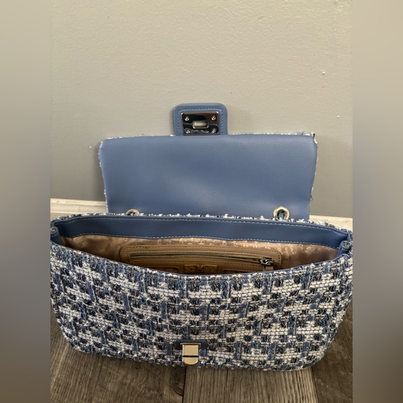 Karl Lagerfeld Blue and White Tweed Shoulder Bag - Picture 5 of 9